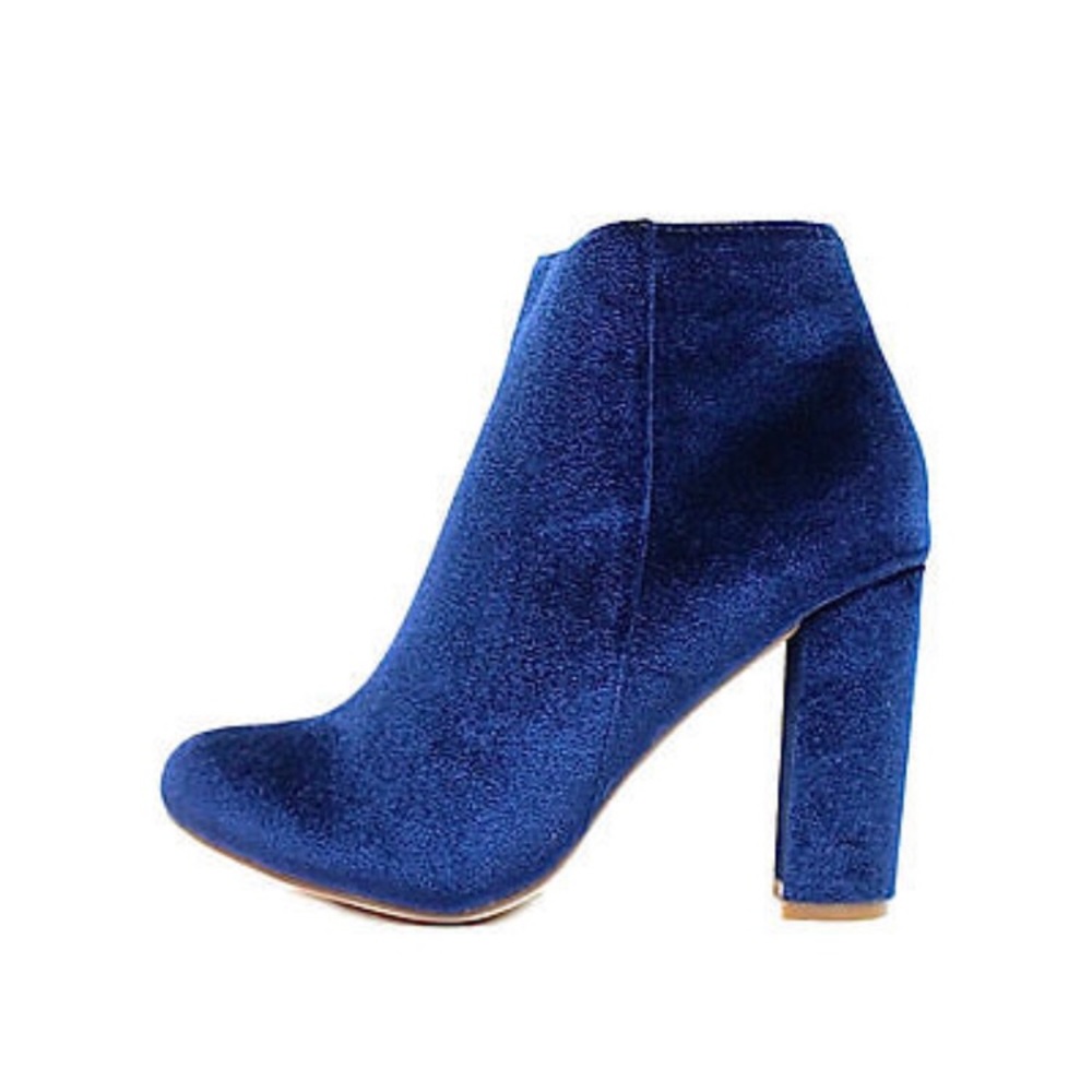 Blue Velvet ankle boots